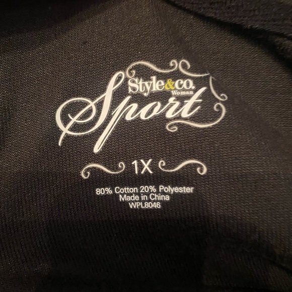 Style & Co Black Velour Hoodie Track Suit with Rhinestone Accents - Picture 12 of 15